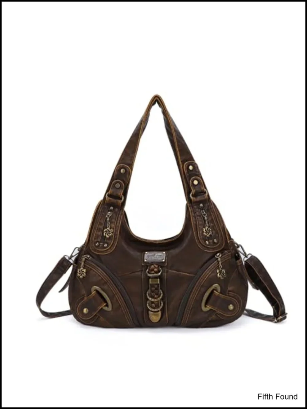 Angel Kiss Large Hobo Shoulder Bag Washed PU Leather Satchel Purse for Women